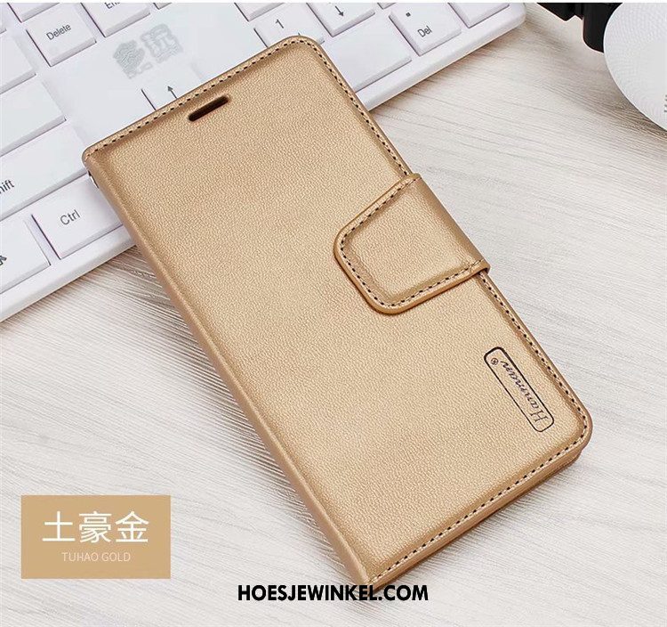 Samsung Galaxy S10e Hoesje Leren Etui Rood Ster, Samsung Galaxy S10e Hoesje Folio Kaart