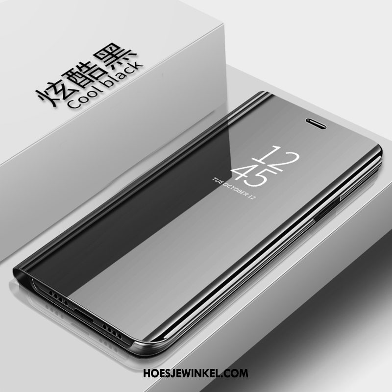 Samsung Galaxy S10e Hoesje Nieuw Leren Etui Purper, Samsung Galaxy S10e Hoesje Folio Doorzichtig