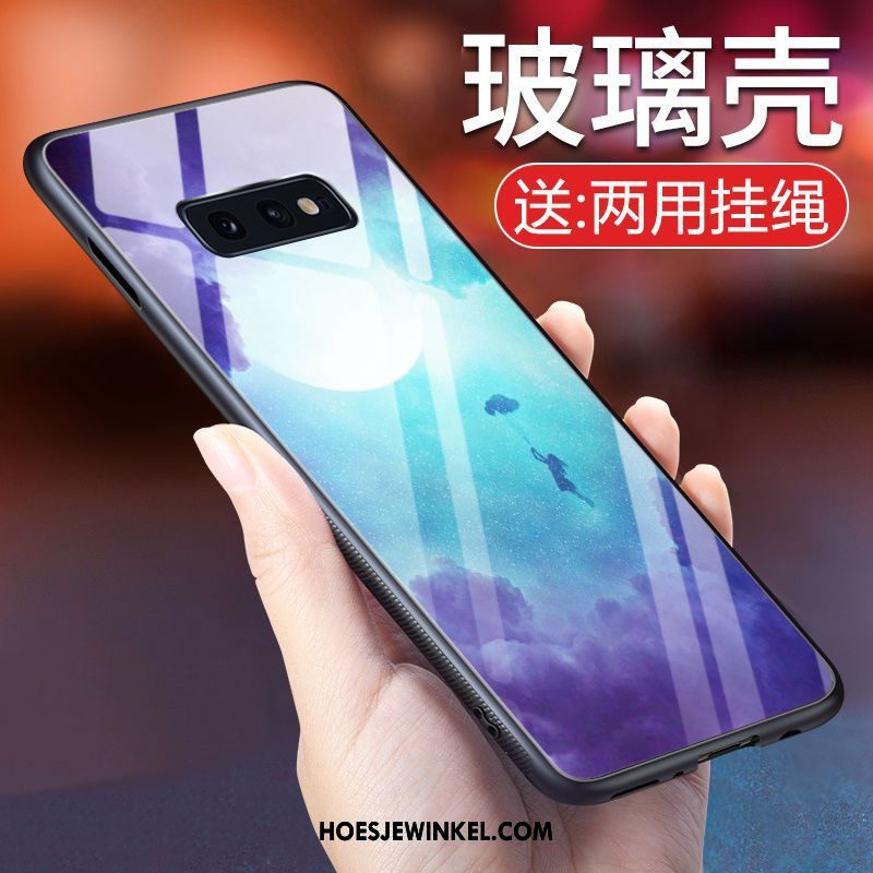 Samsung Galaxy S10e Hoesje Ster Blauw Wind, Samsung Galaxy S10e Hoesje Glas Hoes