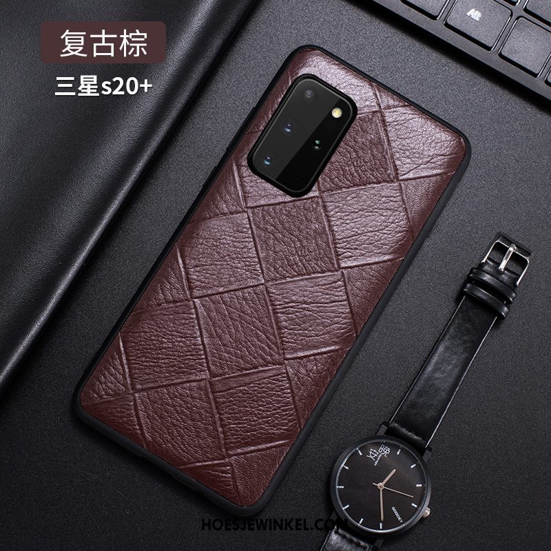 Samsung Galaxy S20+ Hoesje High End Leren Etui Dun, Samsung Galaxy S20+ Hoesje Echt Leer Zwart