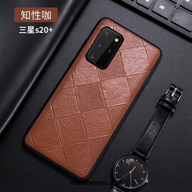 Samsung Galaxy S20+ Hoesje High End Leren Etui Dun, Samsung Galaxy S20+ Hoesje Echt Leer Zwart