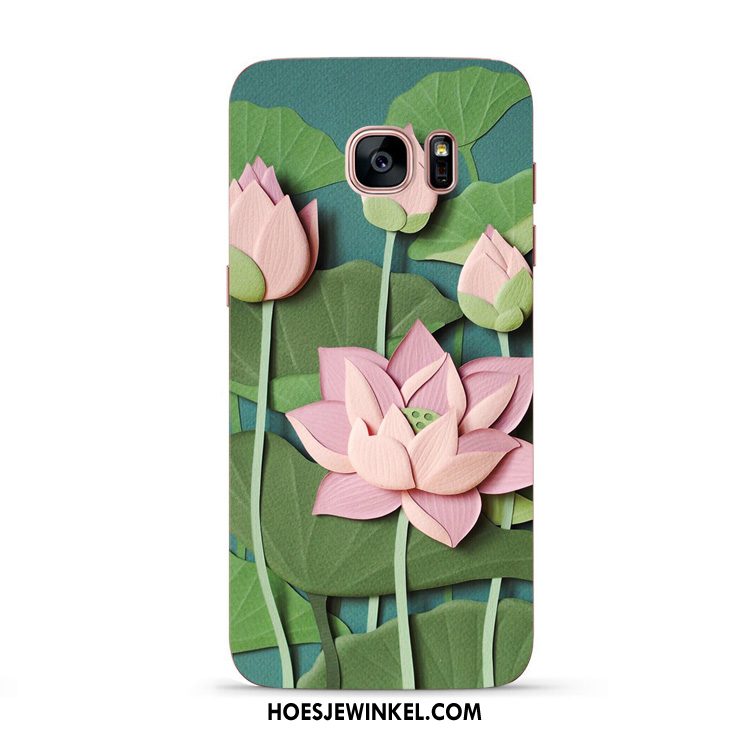 Samsung Galaxy S6 Edge Hoesje Bloemen Chinese Stijl Groen, Samsung Galaxy S6 Edge Hoesje Zacht Mobiele Telefoon