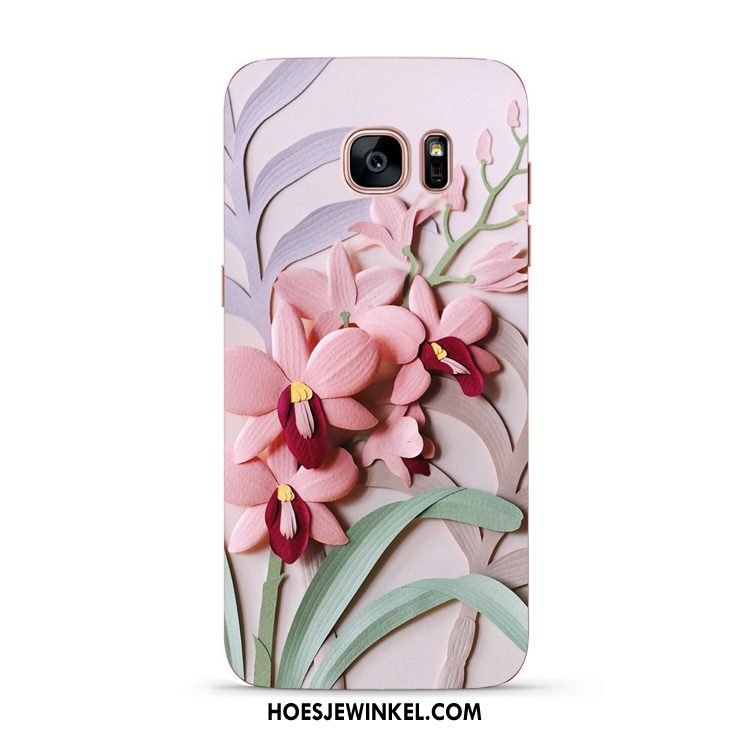 Samsung Galaxy S6 Edge Hoesje Bloemen Chinese Stijl Groen, Samsung Galaxy S6 Edge Hoesje Zacht Mobiele Telefoon