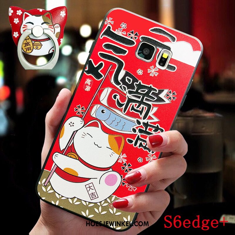 Samsung Galaxy S6 Edge Hoesje Chinese Stijl All Inclusive Rood, Samsung Galaxy S6 Edge Hoesje Persoonlijk Hanger