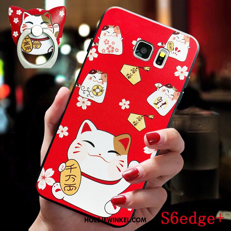 Samsung Galaxy S6 Edge Hoesje Chinese Stijl All Inclusive Rood, Samsung Galaxy S6 Edge Hoesje Persoonlijk Hanger