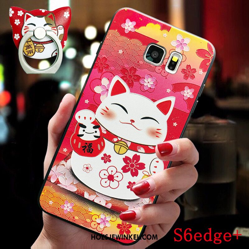 Samsung Galaxy S6 Edge Hoesje Chinese Stijl All Inclusive Rood, Samsung Galaxy S6 Edge Hoesje Persoonlijk Hanger