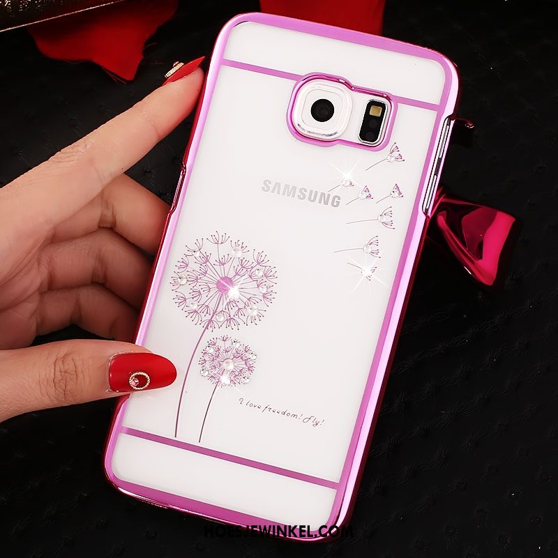 Samsung Galaxy S6 Edge Hoesje Doorzichtig Goud Hoes, Samsung Galaxy S6 Edge Hoesje Met Strass Bescherming