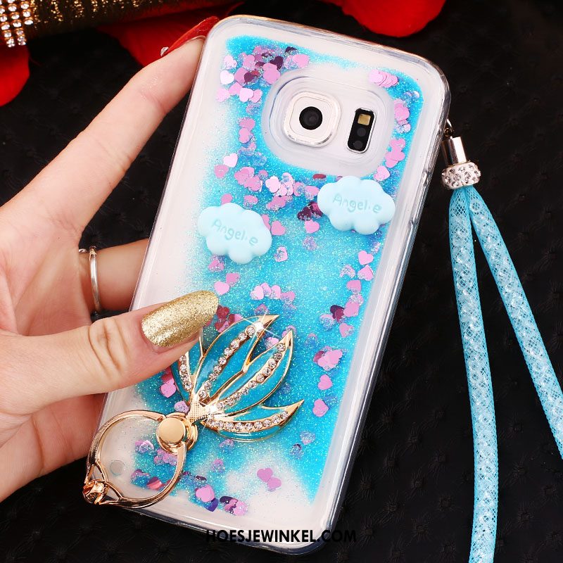 Samsung Galaxy S6 Edge Hoesje Drijfzand Met Strass Hoes, Samsung Galaxy S6 Edge Hoesje Hanger Purper