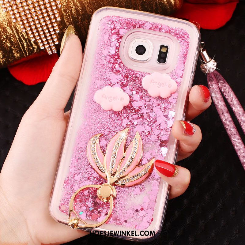 Samsung Galaxy S6 Edge Hoesje Drijfzand Met Strass Hoes, Samsung Galaxy S6 Edge Hoesje Hanger Purper