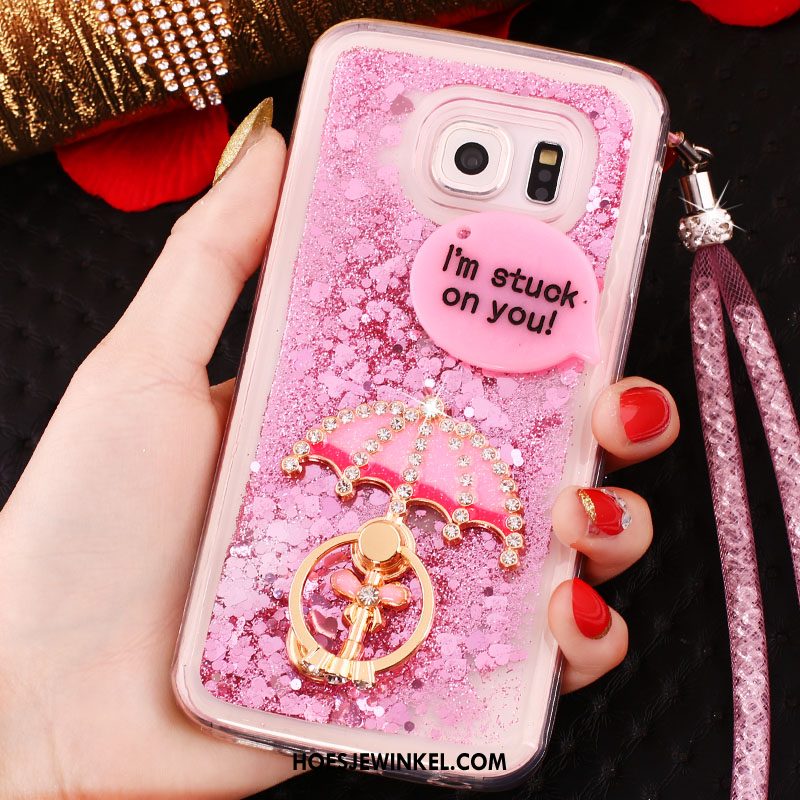 Samsung Galaxy S6 Edge Hoesje Drijfzand Met Strass Hoes, Samsung Galaxy S6 Edge Hoesje Hanger Purper