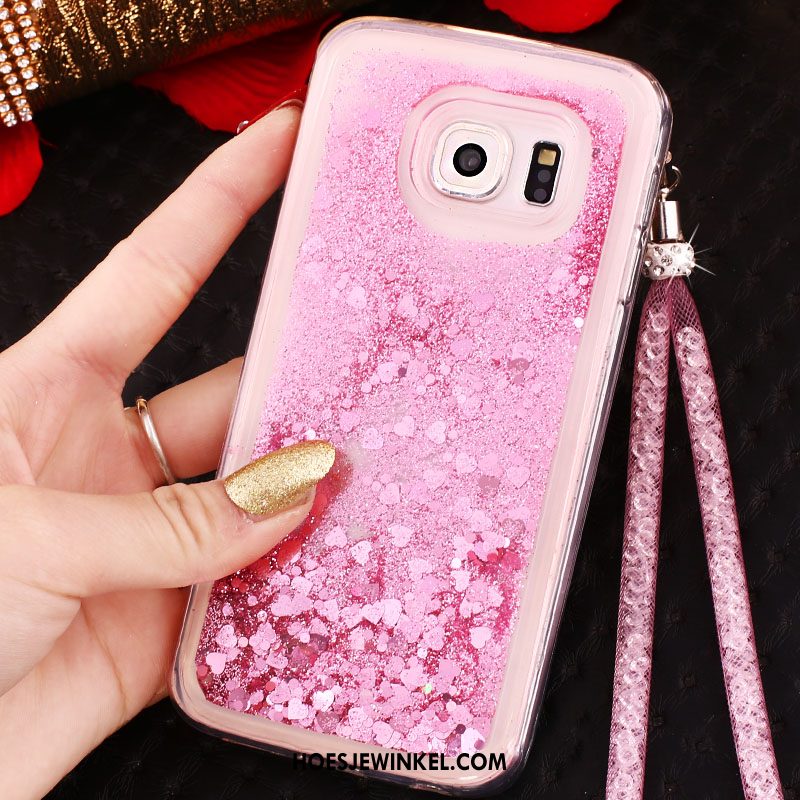 Samsung Galaxy S6 Edge Hoesje Drijfzand Met Strass Hoes, Samsung Galaxy S6 Edge Hoesje Hanger Purper