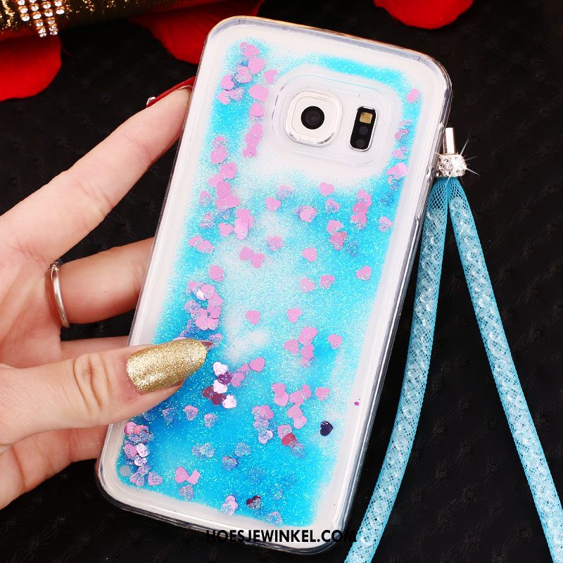 Samsung Galaxy S6 Edge Hoesje Drijfzand Met Strass Hoes, Samsung Galaxy S6 Edge Hoesje Hanger Purper