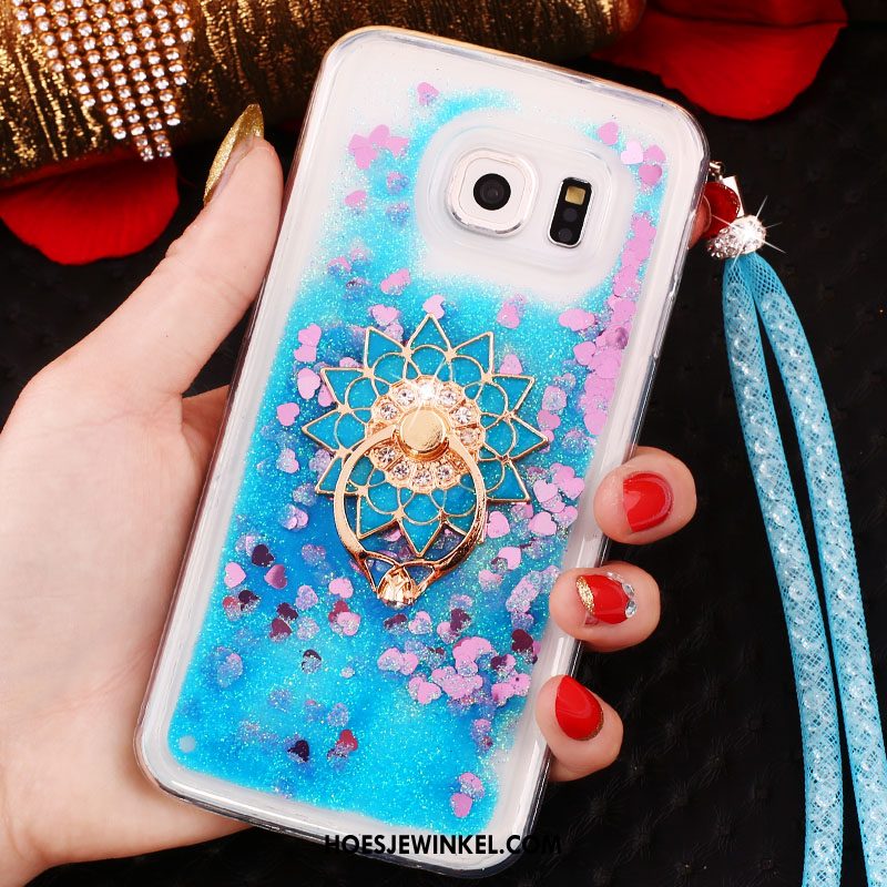 Samsung Galaxy S6 Edge Hoesje Drijfzand Met Strass Hoes, Samsung Galaxy S6 Edge Hoesje Hanger Purper