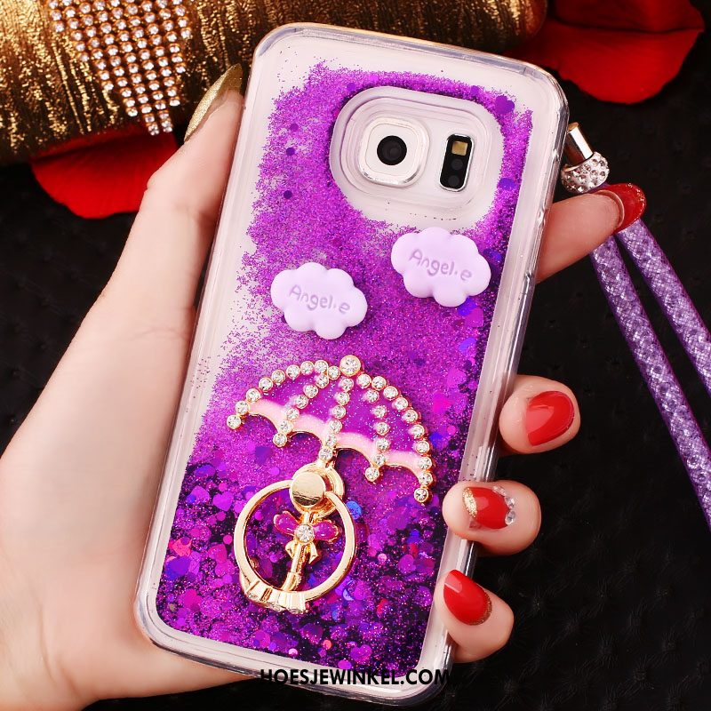 Samsung Galaxy S6 Edge Hoesje Drijfzand Met Strass Hoes, Samsung Galaxy S6 Edge Hoesje Hanger Purper