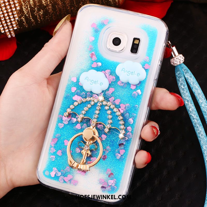 Samsung Galaxy S6 Edge Hoesje Drijfzand Met Strass Hoes, Samsung Galaxy S6 Edge Hoesje Hanger Purper