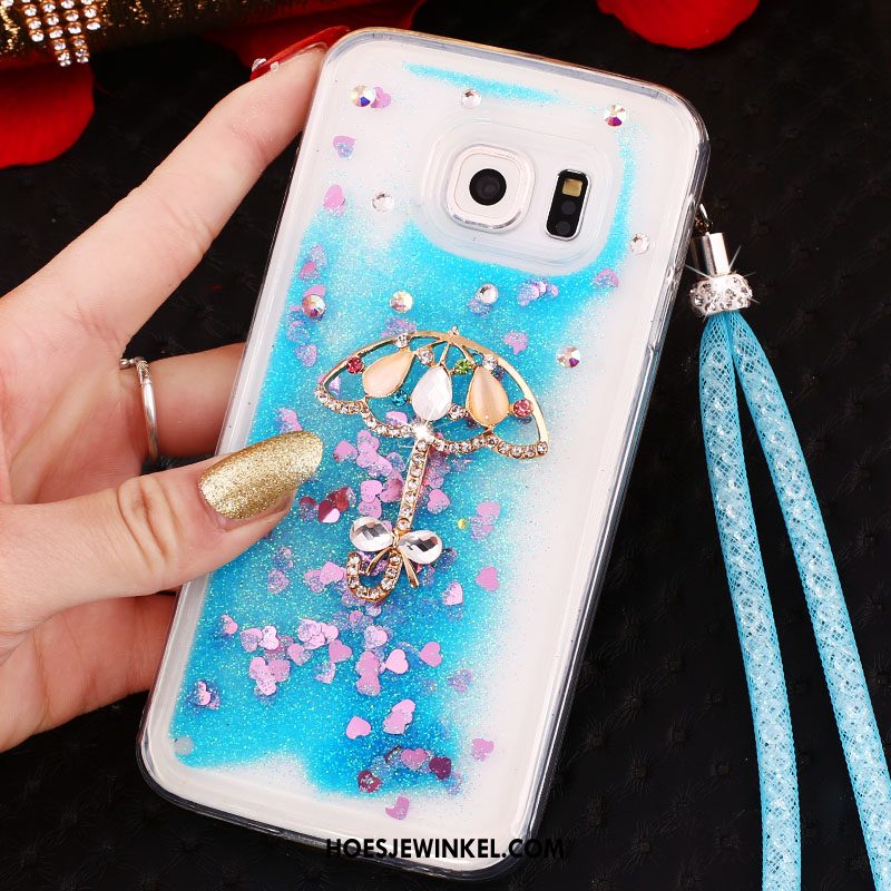 Samsung Galaxy S6 Edge Hoesje Drijfzand Met Strass Hoes, Samsung Galaxy S6 Edge Hoesje Hanger Purper