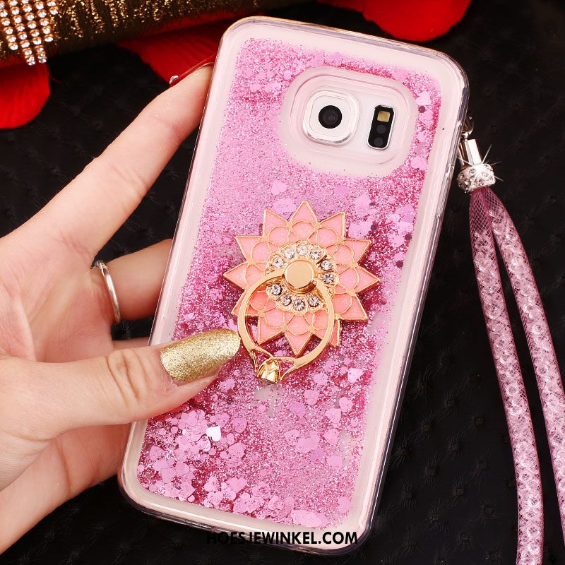 Samsung Galaxy S6 Edge Hoesje Drijfzand Met Strass Hoes, Samsung Galaxy S6 Edge Hoesje Hanger Purper