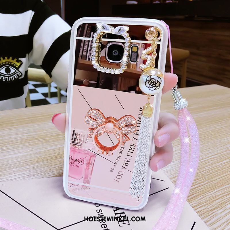 Samsung Galaxy S6 Edge Hoesje Hoes Klittenband Pauwen, Samsung Galaxy S6 Edge Hoesje Ster Hanger