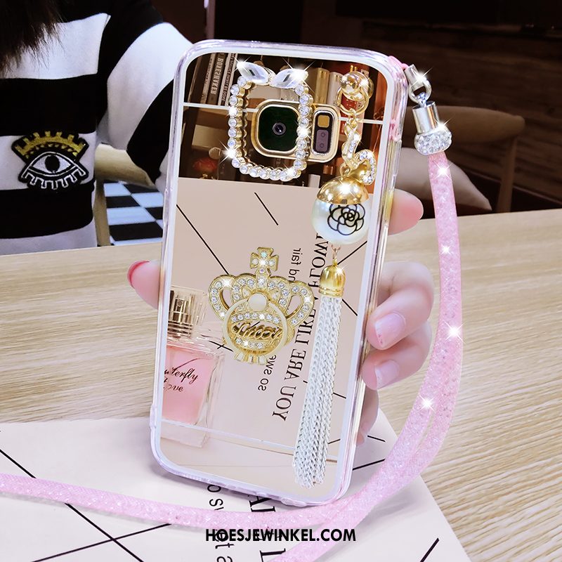 Samsung Galaxy S6 Edge Hoesje Hoes Klittenband Pauwen, Samsung Galaxy S6 Edge Hoesje Ster Hanger