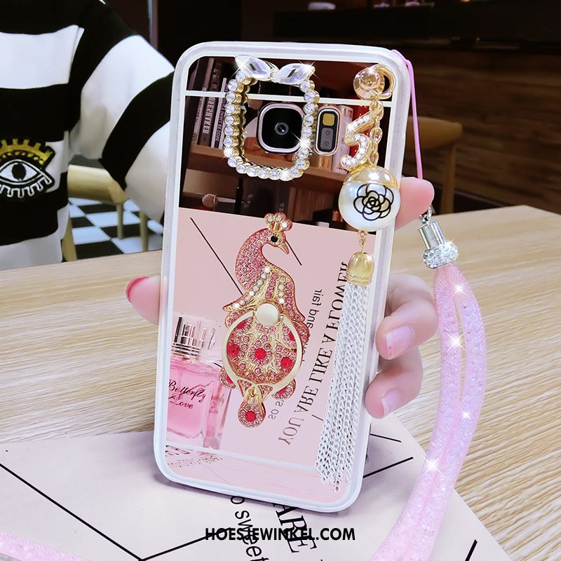 Samsung Galaxy S6 Edge Hoesje Hoes Klittenband Pauwen, Samsung Galaxy S6 Edge Hoesje Ster Hanger