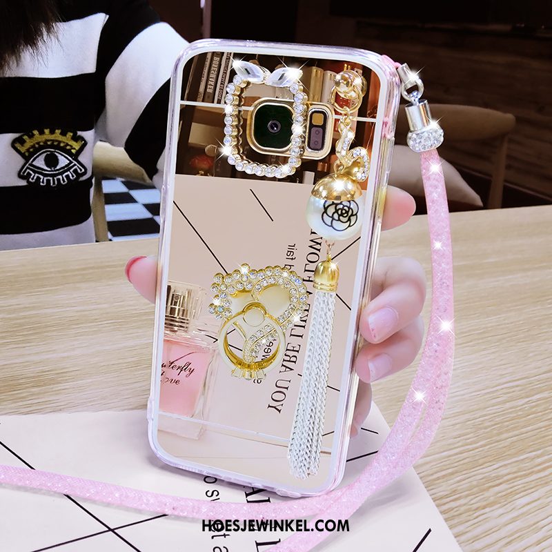 Samsung Galaxy S6 Edge Hoesje Hoes Klittenband Pauwen, Samsung Galaxy S6 Edge Hoesje Ster Hanger