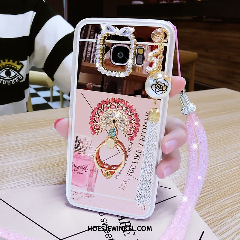 Samsung Galaxy S6 Edge Hoesje Hoes Klittenband Pauwen, Samsung Galaxy S6 Edge Hoesje Ster Hanger