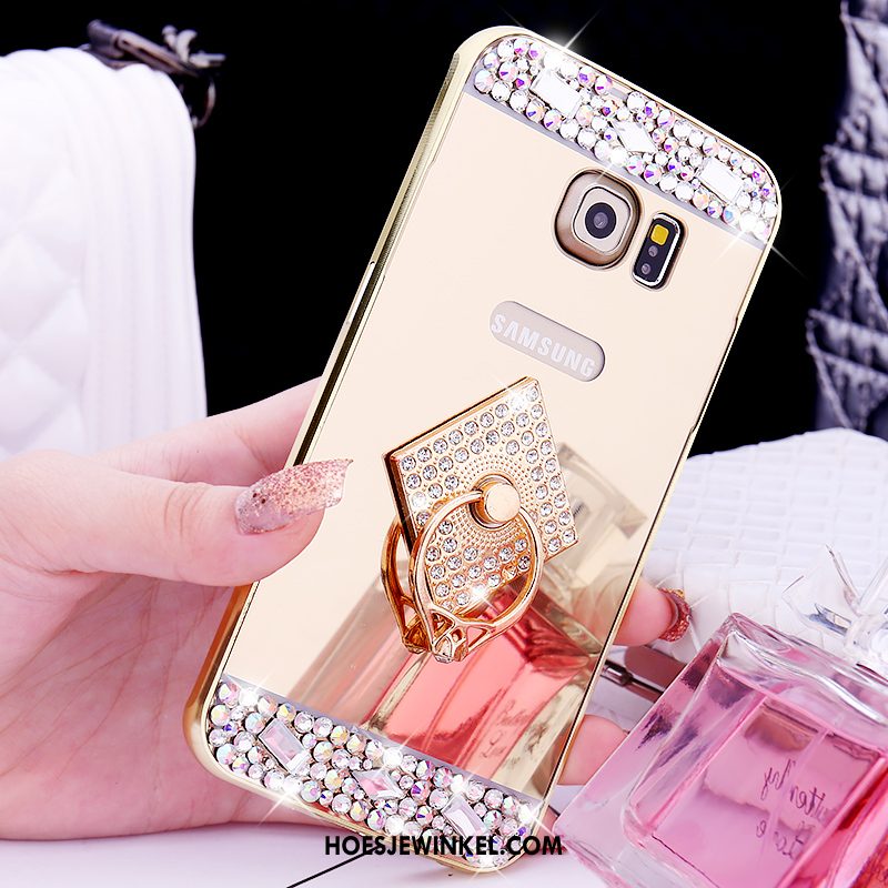 Samsung Galaxy S6 Edge Hoesje Hoes Ring Omlijsting, Samsung Galaxy S6 Edge Hoesje Mobiele Telefoon Spiegel Champagner Farbe