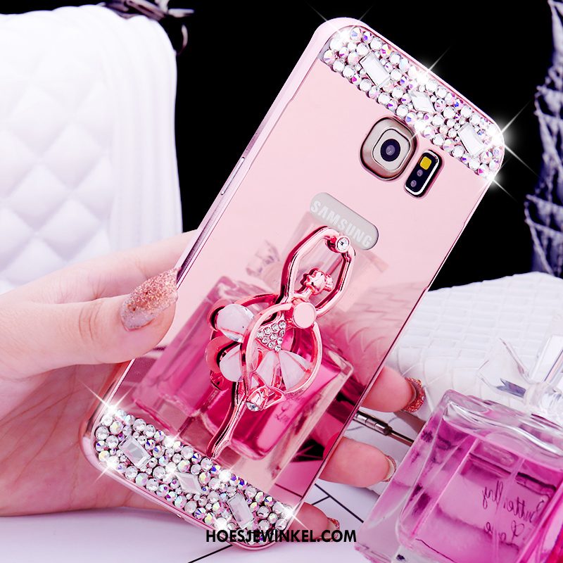 Samsung Galaxy S6 Edge Hoesje Hoes Ring Omlijsting, Samsung Galaxy S6 Edge Hoesje Mobiele Telefoon Spiegel Champagner Farbe