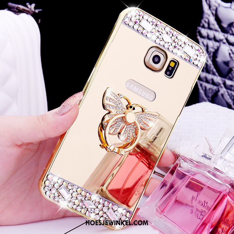 Samsung Galaxy S6 Edge Hoesje Hoes Ring Omlijsting, Samsung Galaxy S6 Edge Hoesje Mobiele Telefoon Spiegel Champagner Farbe