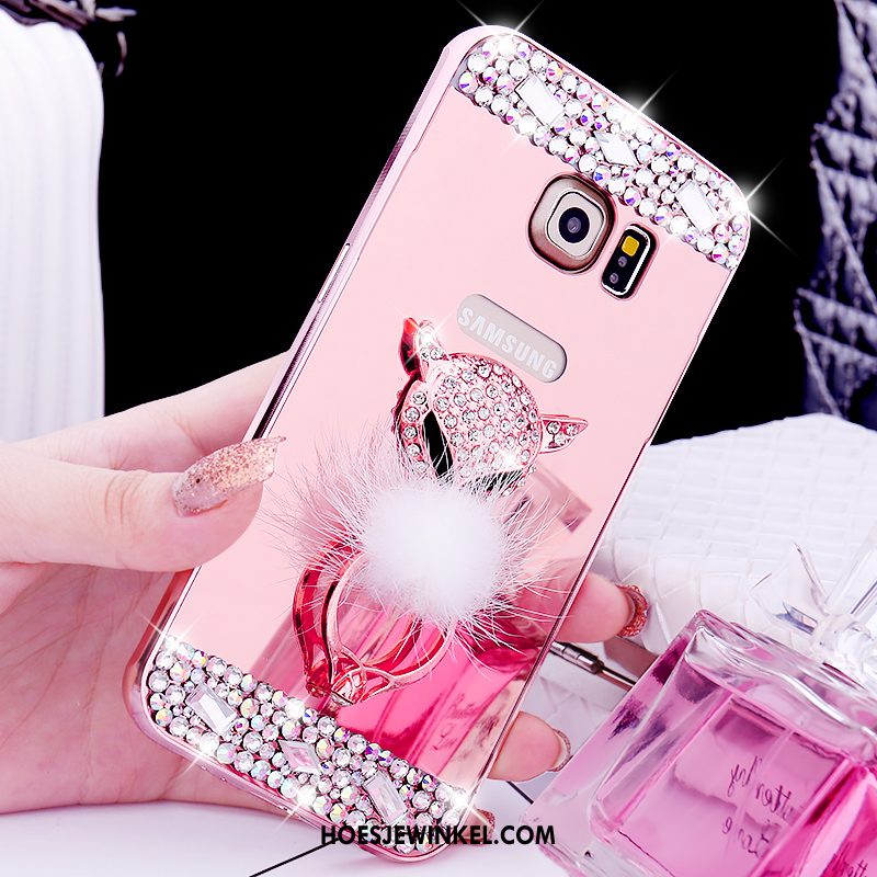 Samsung Galaxy S6 Edge Hoesje Hoes Ring Omlijsting, Samsung Galaxy S6 Edge Hoesje Mobiele Telefoon Spiegel Champagner Farbe