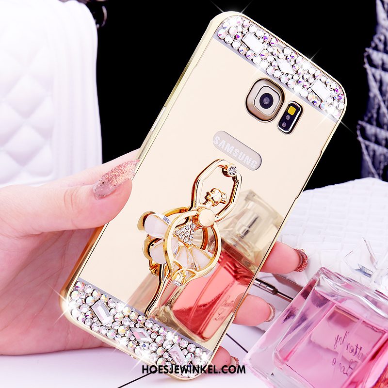 Samsung Galaxy S6 Edge Hoesje Hoes Ring Omlijsting, Samsung Galaxy S6 Edge Hoesje Mobiele Telefoon Spiegel Champagner Farbe