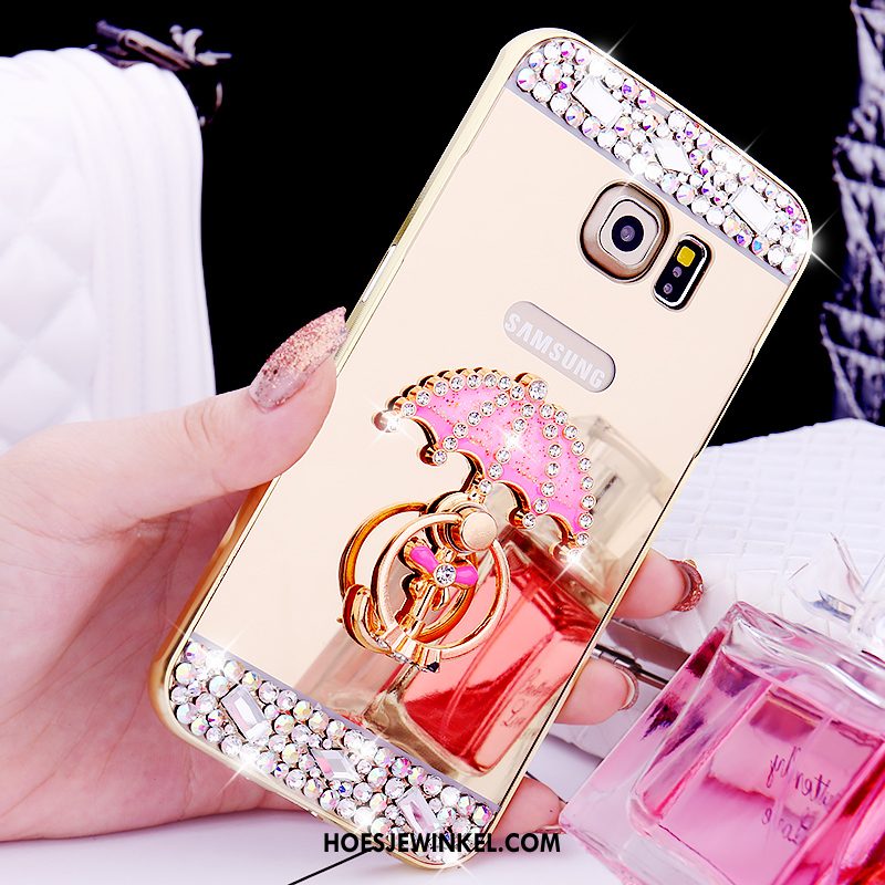 Samsung Galaxy S6 Edge Hoesje Hoes Ring Omlijsting, Samsung Galaxy S6 Edge Hoesje Mobiele Telefoon Spiegel Champagner Farbe