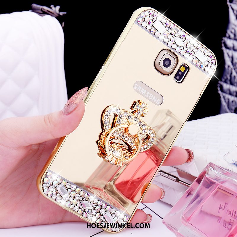 Samsung Galaxy S6 Edge Hoesje Hoes Ring Omlijsting, Samsung Galaxy S6 Edge Hoesje Mobiele Telefoon Spiegel Champagner Farbe