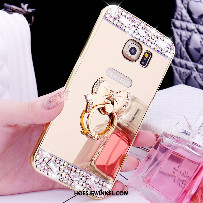Samsung Galaxy S6 Edge Hoesje Hoes Ring Omlijsting, Samsung Galaxy S6 Edge Hoesje Mobiele Telefoon Spiegel Champagner Farbe