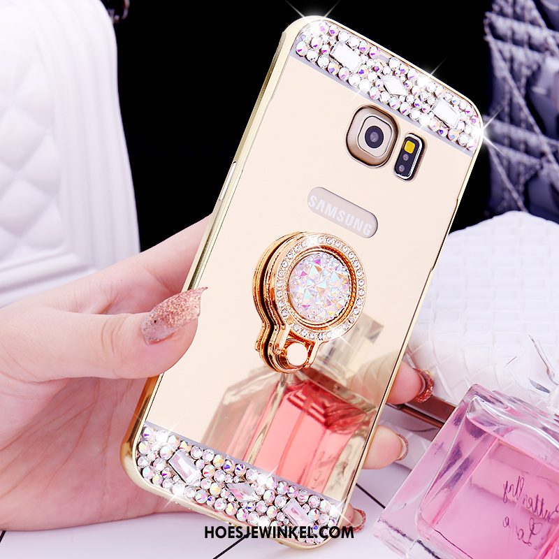 Samsung Galaxy S6 Edge Hoesje Hoes Ring Omlijsting, Samsung Galaxy S6 Edge Hoesje Mobiele Telefoon Spiegel Champagner Farbe