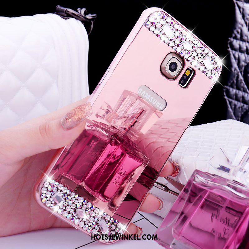 Samsung Galaxy S6 Edge Hoesje Hoes Ring Omlijsting, Samsung Galaxy S6 Edge Hoesje Mobiele Telefoon Spiegel Champagner Farbe