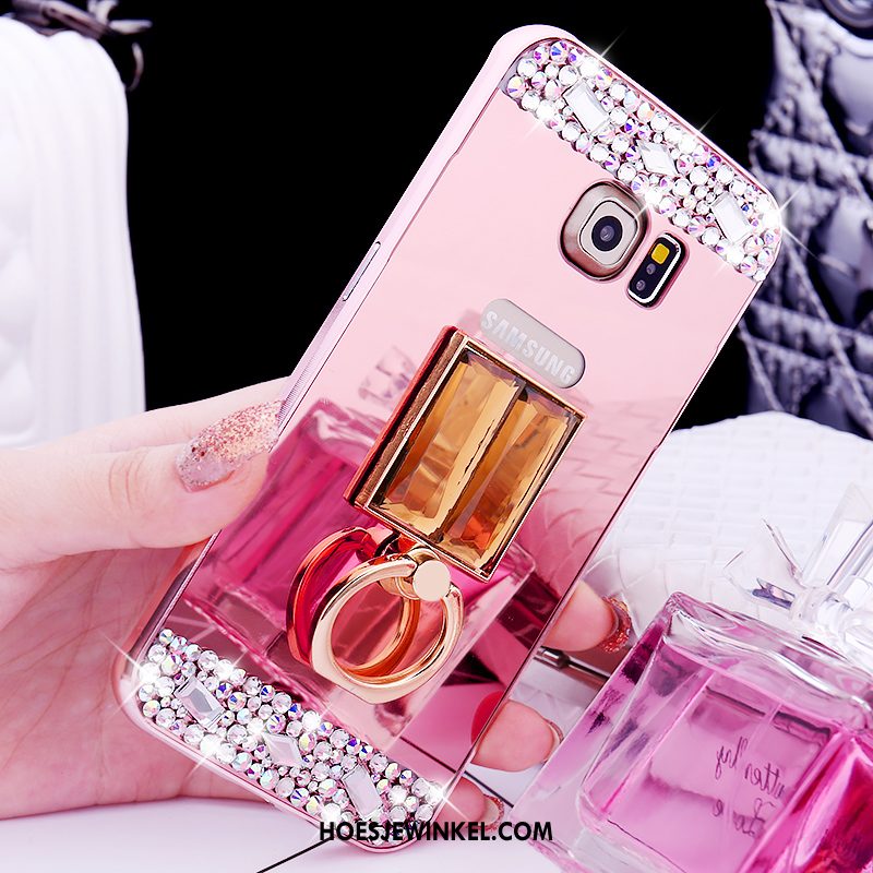 Samsung Galaxy S6 Edge Hoesje Hoes Ring Omlijsting, Samsung Galaxy S6 Edge Hoesje Mobiele Telefoon Spiegel Champagner Farbe