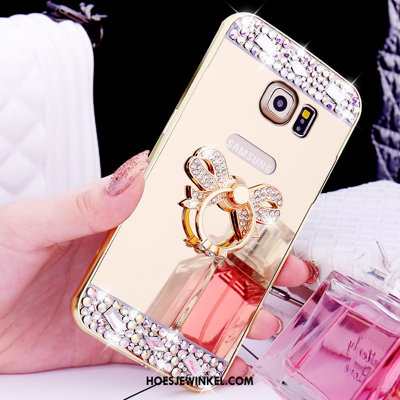 Samsung Galaxy S6 Edge Hoesje Hoes Ring Omlijsting, Samsung Galaxy S6 Edge Hoesje Mobiele Telefoon Spiegel Champagner Farbe