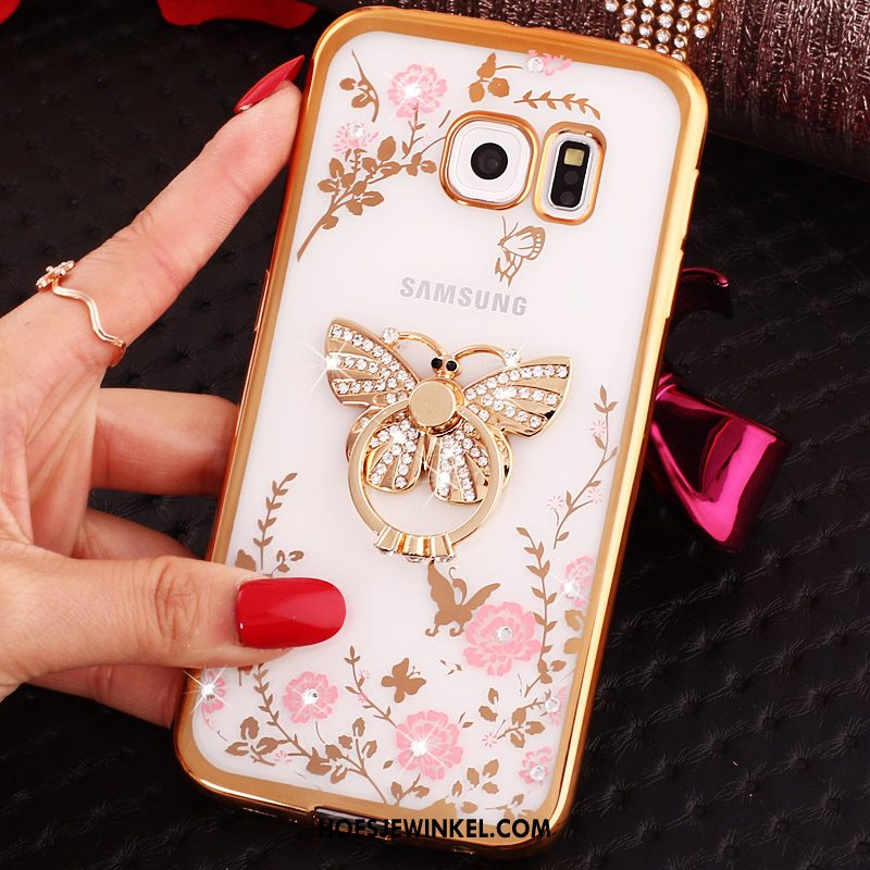 Samsung Galaxy S6 Edge Hoesje Klittenband Mobiele Telefoon Ster, Samsung Galaxy S6 Edge Hoesje Met Strass Bescherming