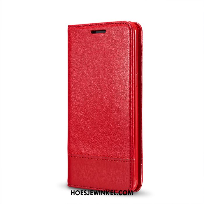 Samsung Galaxy S6 Edge Hoesje Leren Etui Ster Mobiele Telefoon, Samsung Galaxy S6 Edge Hoesje Folio Rood