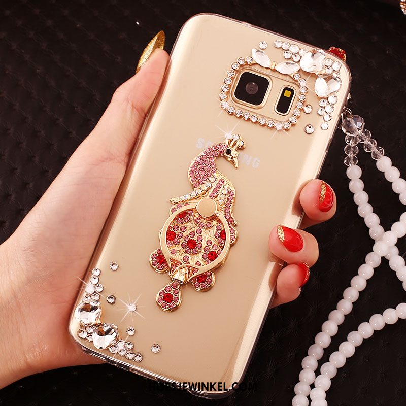 Samsung Galaxy S6 Edge Hoesje Met Strass Goud Ster, Samsung Galaxy S6 Edge Hoesje Mobiele Telefoon Hoes