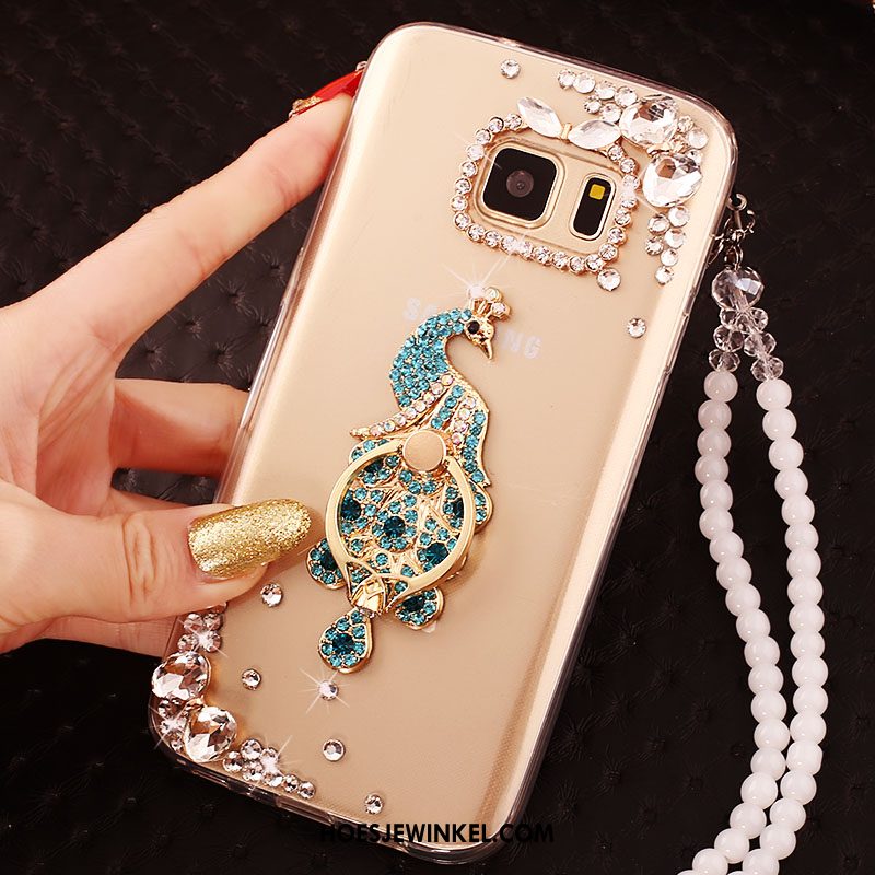 Samsung Galaxy S6 Edge Hoesje Met Strass Goud Ster, Samsung Galaxy S6 Edge Hoesje Mobiele Telefoon Hoes