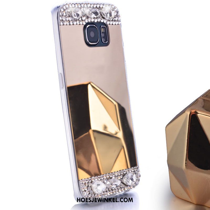 Samsung Galaxy S6 Edge Hoesje Siliconen Met Strass Hoes, Samsung Galaxy S6 Edge Hoesje Bescherming Spiegel