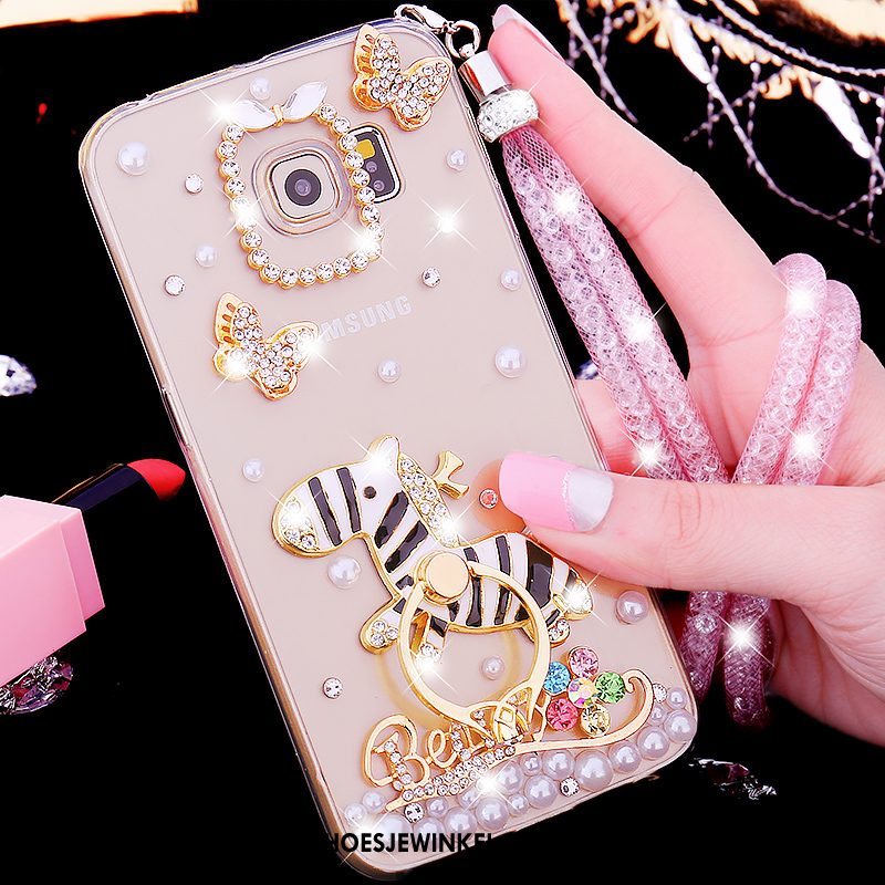 Samsung Galaxy S6 Edge Hoesje Strass Ster Hoes, Samsung Galaxy S6 Edge Hoesje Zwart Zacht