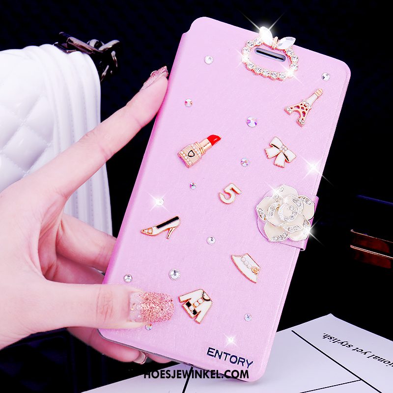 Samsung Galaxy S6 Edge Hoesje Strass Wit Folio, Samsung Galaxy S6 Edge Hoesje Leren Etui Ster