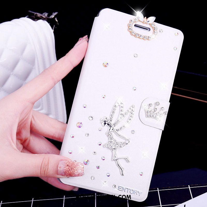 Samsung Galaxy S6 Edge Hoesje Strass Wit Folio, Samsung Galaxy S6 Edge Hoesje Leren Etui Ster