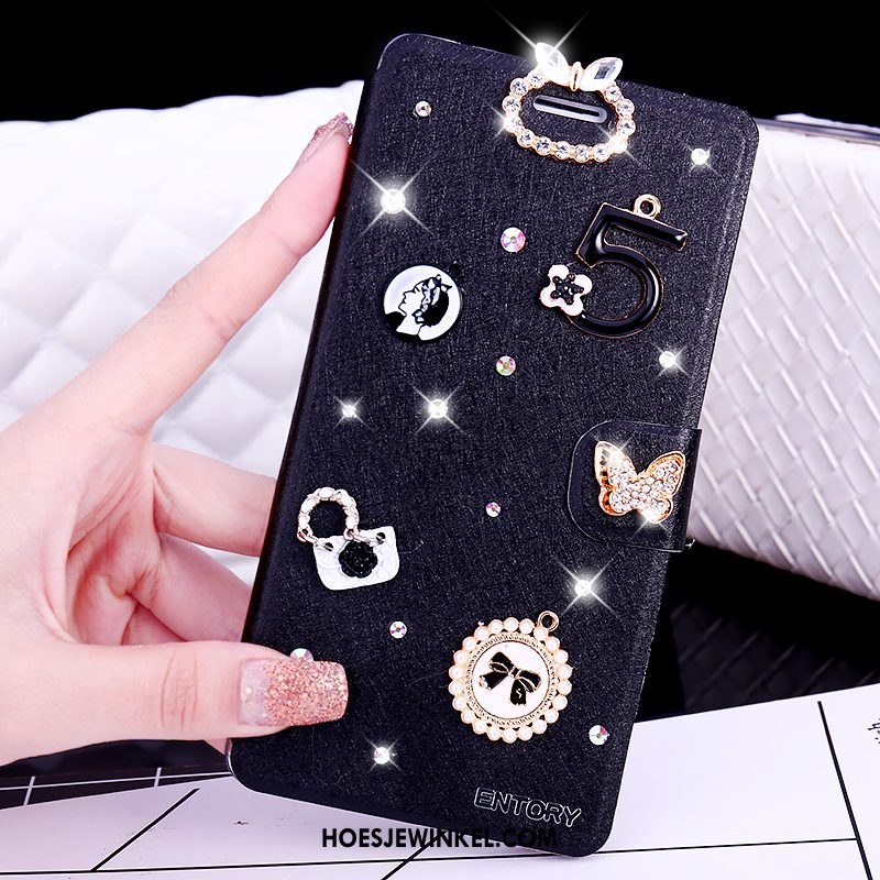 Samsung Galaxy S6 Edge Hoesje Strass Wit Folio, Samsung Galaxy S6 Edge Hoesje Leren Etui Ster