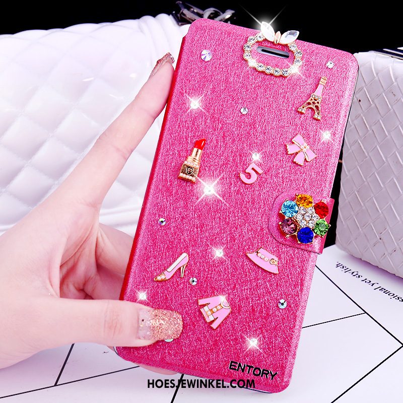 Samsung Galaxy S6 Edge Hoesje Strass Wit Folio, Samsung Galaxy S6 Edge Hoesje Leren Etui Ster