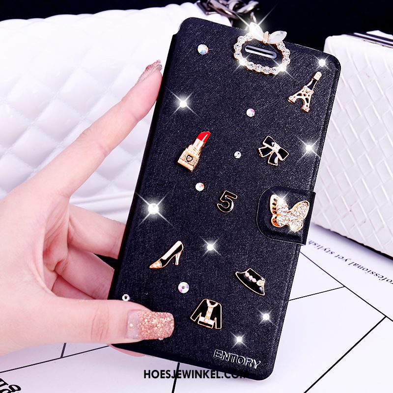 Samsung Galaxy S6 Edge Hoesje Strass Wit Folio, Samsung Galaxy S6 Edge Hoesje Leren Etui Ster