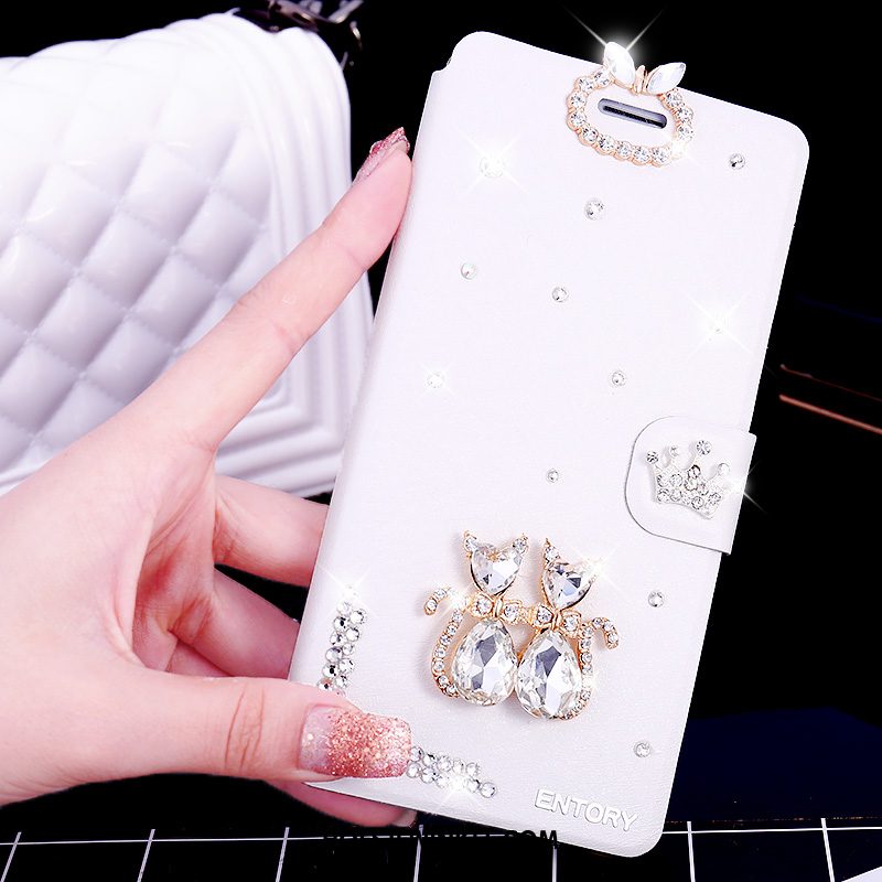 Samsung Galaxy S6 Edge Hoesje Strass Wit Folio, Samsung Galaxy S6 Edge Hoesje Leren Etui Ster